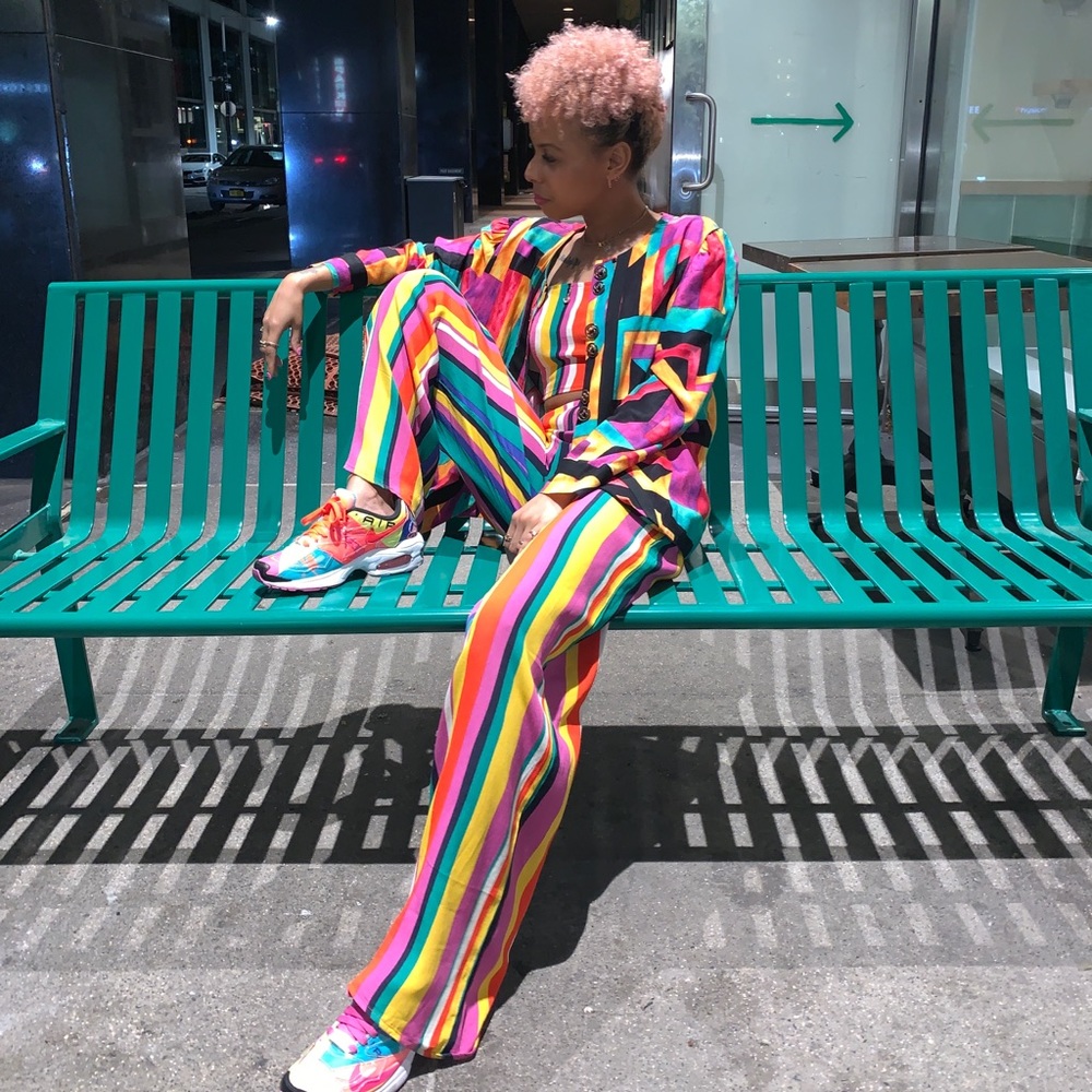 Forever 21 colorful multi-striped pants